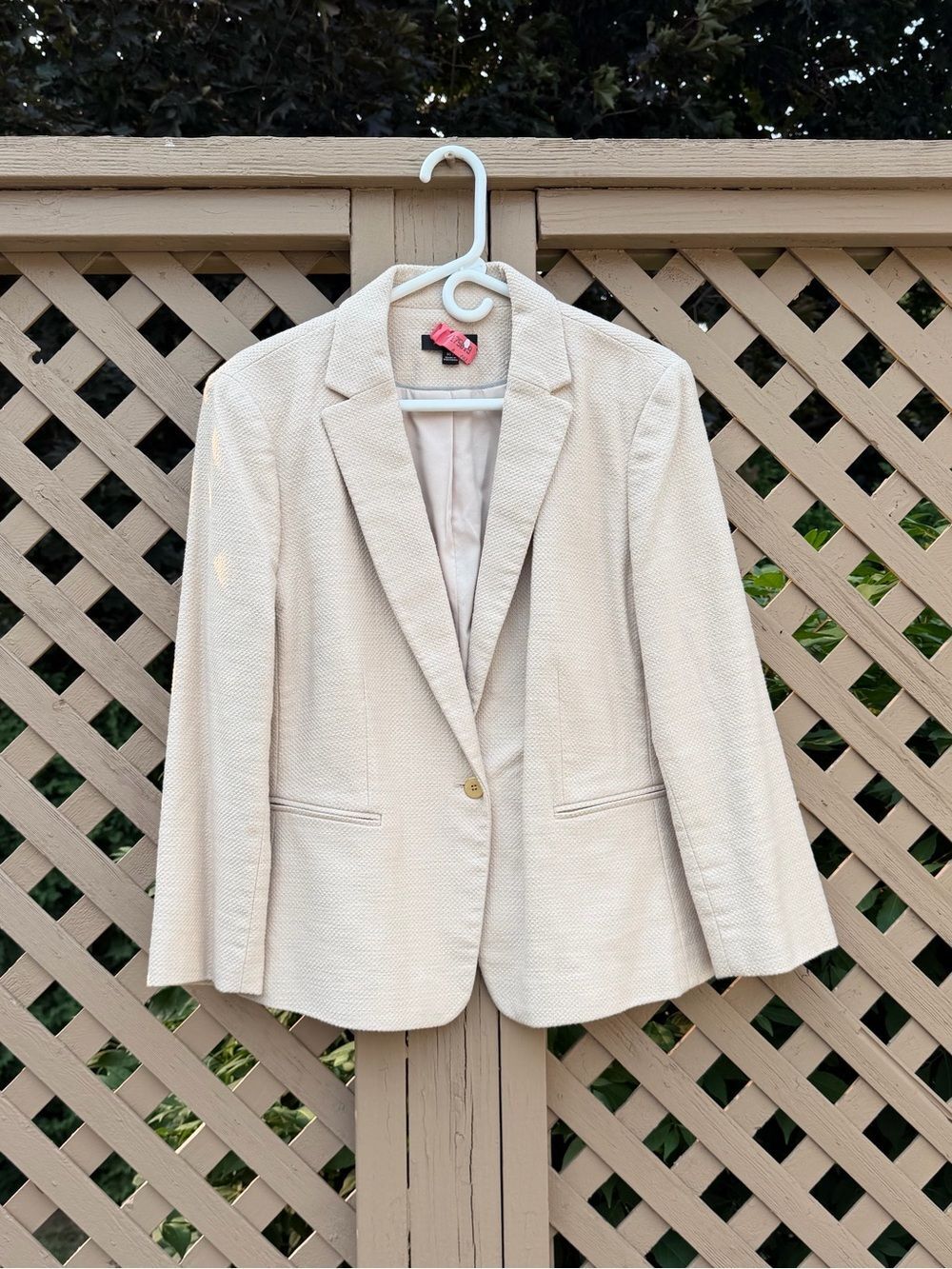 Ann Taylor 16T Tall Neutral Textured Single Button Blazer Business Casual